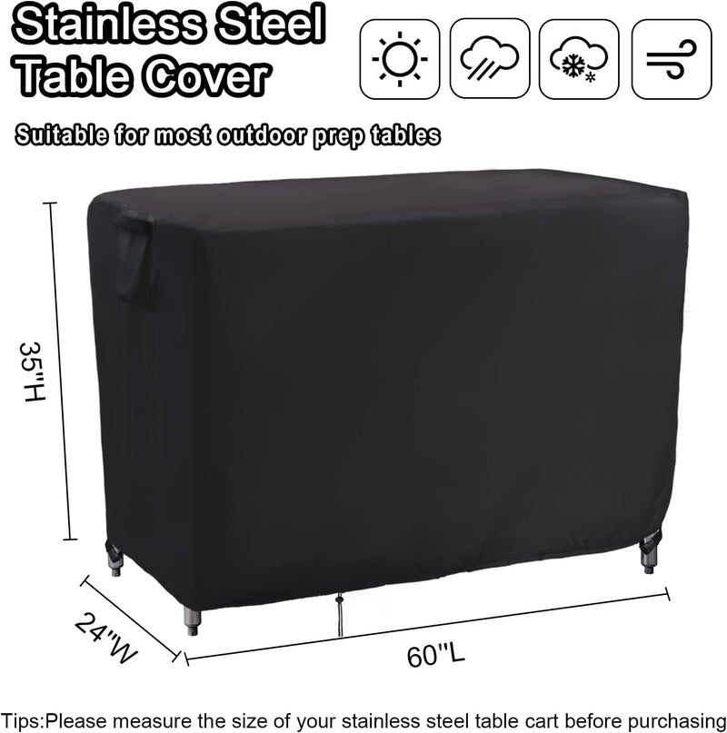 Kingling Outdoor Prep Table Covers, Waterproof Stainless Steel Table Cover Metal Table Cover Protection for Patio Kitchen Prep/Work Tables - 60''L x 24''W x 35''H - Image 3
